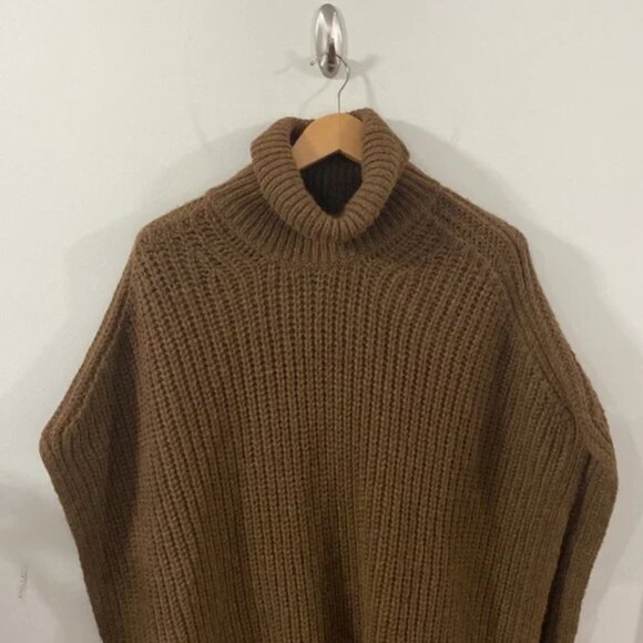 Closed Baby Alpaca Blend Chunky Knit Poncho | Tawny Brown | XS - Picture 6 of 8